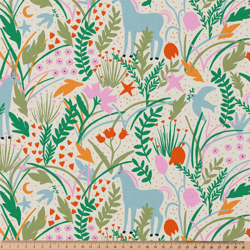 Printed Cotton AZLINE Ecru / Green